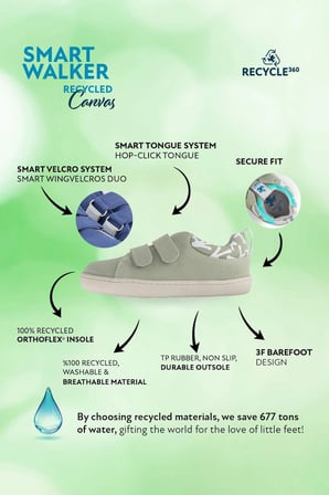 Smart Walker Canvas Play Eco Su Yeşili Barefoot Çocuk Ayakkabı