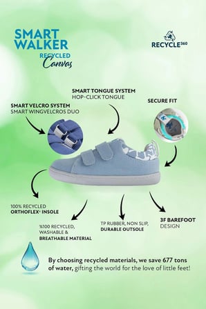 Smart Walker Canvas Play Eco Açık Mavi Barefoot Çocuk Ayakkabı