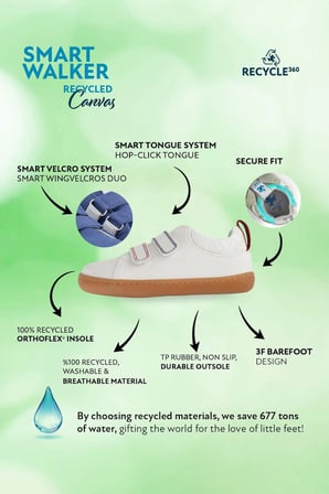 smart walker canvas play eco beyaz barefoot çocuk ayakkabı