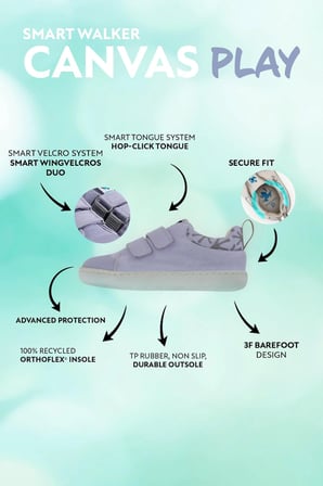 smart walker canvas play eco gri barefoot çocuk ayakkabı