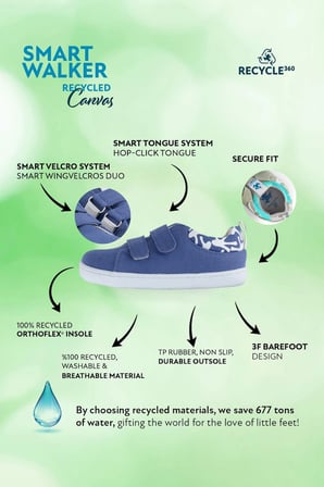 smart walker canvas play eco menekşe barefoot çocuk ayakkabı