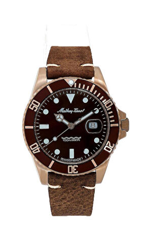 Mathey Tissot H901PLRM Swiss Made 10 ATM Suya Dayanıklı Deri Kordonlu Quartz Kahverengi Erkek Kol Saati