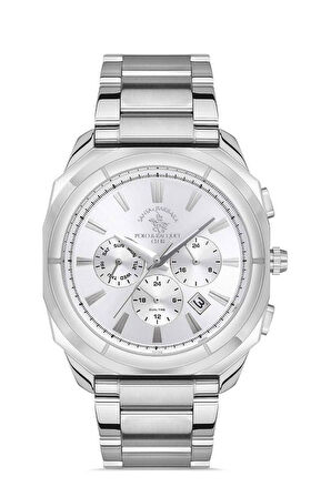 Santa Barbara Polo Racquet Club SB.1.10386.2 Tüm Fonksiyonları Aktif 5 ATM Su Geçirmezlik Değerine Sahip Çelik Kordon Çelik Kasa Metalik Renk Erkek Kol Saati