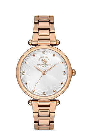 Santa Barbara Polo SB.1.10411.4 Taşlı Tasarım Çelik Kordonlu 5 ATM Suya Dayanıklı Rose Kadın Kol Saati