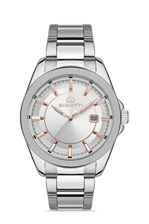 Bigotti BG.1.10446.2 5 ATM Su Geçirmezlik Değerine Sahip Çelik Kasa Çelik Kordon Metalik Renk Erkek Kol Saati