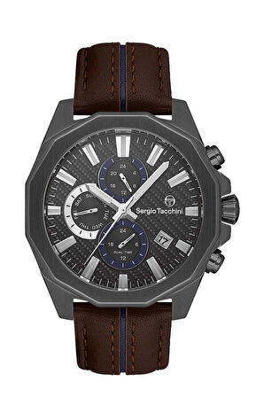 Sergio Tacchini ST.1.10373.4 Deri Kordon Fonksiyonlar Aktif Kahverengi Erkek Kol Saati
