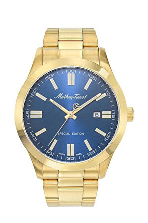 Mathey Tissot H455PBU Swiss Made Safir Çizilmez Cam Altın Erkek Kol Saati