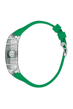 Sergio Tacchini ST.6.10002-1 Otomatik Mekanizmalı Dikdörtgen Silikon Kordonlu Yeşil Erkek Kol Saati