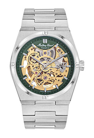 Mathey Tissot H118CFAV Swiss Made İskelet Kadran Otomatik Mekanizmaya Sahip Safir Camlı 5 ATM Suya Dayanıklı Çelik Kordon Metalik Renk Erkek Kol Saati