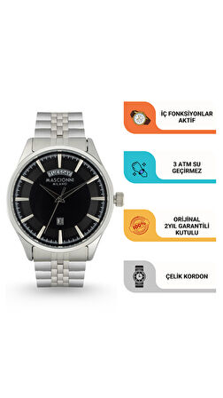 Mascionni Gümüş Çelik Kordon Erkek Kol Saati LM.1.2390-02