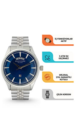 Mascionni Gümüş Çelik Kordon Erkek Kol Saati LM.1.2390-03