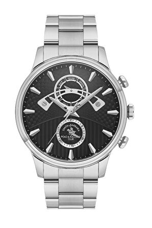 Santa Barbara Polo Racquet Club SB.1.10592-1 Tüm Fonksiyonları Aktif Çelik Kordonlu Suya dayanıklı Metalik Renk Erkek Kol Saati