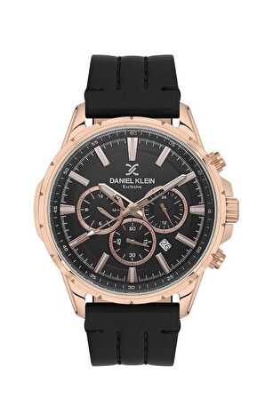 Daniel Klein DKE.1.10439.6 Tüm Fonksiyonları Aktif Deri Kordonlu Siyah Erkek Kol Saati