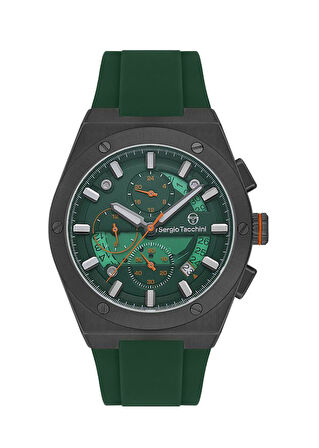 Sergio Tacchini ST.1.10449-4 Silikon Kordon Fonksiyonlar Aktif Suya Dayanıklı Yeşil Renk Erkek Kol Saati