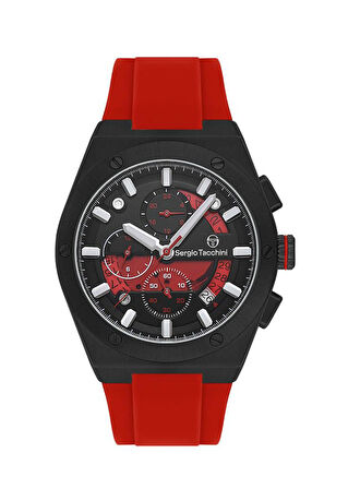 Sergio Tacchini ST.1.10449-5 Silikon Kordon Fonksiyonlar Aktif Suya Dayanıklı Kırmızı Renk Erkek Kol Saati