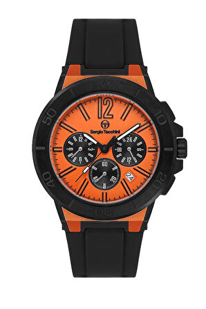 Sergio Tacchini ST.1.10458-6 Silikon kordon Fonksiyonlar Aktif Suya Dayanıklı Siyah Renk Erkek Kol Saati