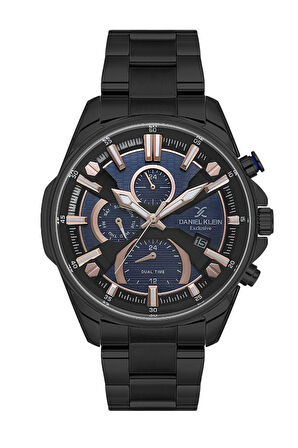 Daniel Klein DK.1.13387-10 Exclusive Fonksiyonlar Aktif Çelik Kaplama Siyah Erkek Kol Saati