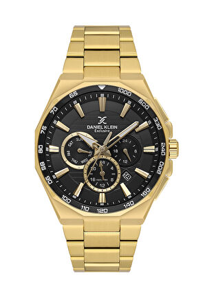Daniel Klein DK.1.13977-5 Siyah Kadran Altın Kasa Altın Rengi Çelik Kordon 3 Atm Erkek Pilli Kol Saati