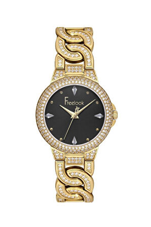 Freelook FL.1.10507-4 Taşlı Tasarım 5 ATM Suya Dayanıklı Çelik Kasa Çelik Kordon Altın Renk Kadın Kol Saati