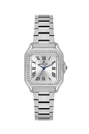 Daniel Klein DK.1.14040-1 Taşlı Tasarım Kare Kadranlı Metal Kordon Metal Kasa 3 ATM Suya Dayanıklı Metalik Renk Kadın Kol Saati