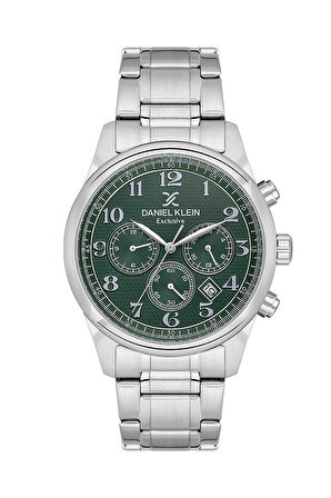 Daniel Klein DK.1.13637-6 Yeşil Kadran Çelik Kasa Gümüş Kordon 3 Atm Erkek Pilli Kol Saati