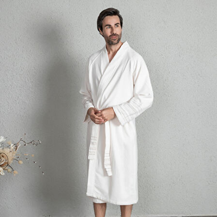 Derin Unisex Bornoz Ekru-Keten