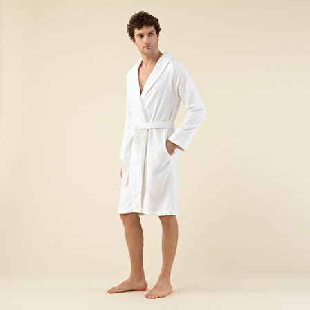 Solid Unisex Bornoz Beyaz