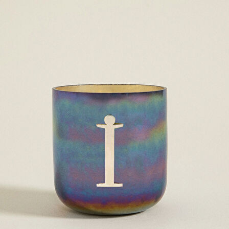 Metal Harfli Kokulu Mum Gunmetal