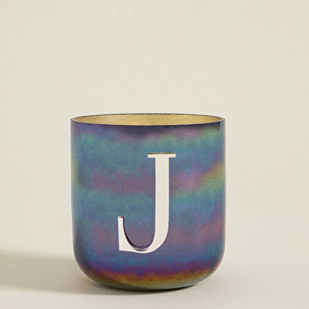 Metal Harfli Kokulu Mum Gunmetal