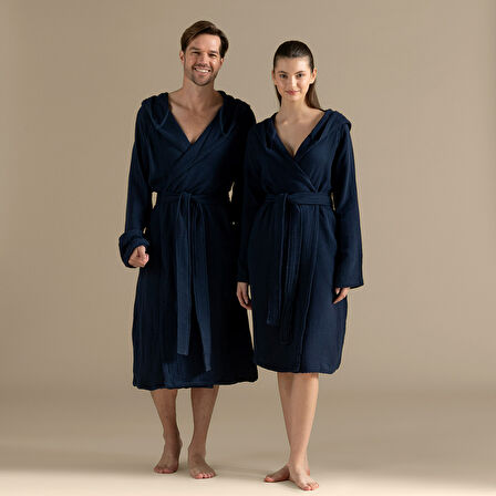 Armin Unisex Bornoz Marin Mavi