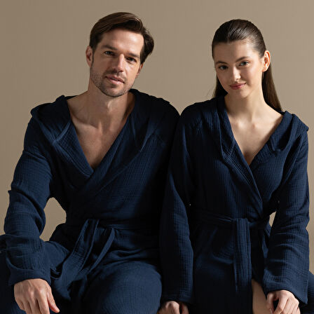 Armin Unisex Bornoz Marin Mavi