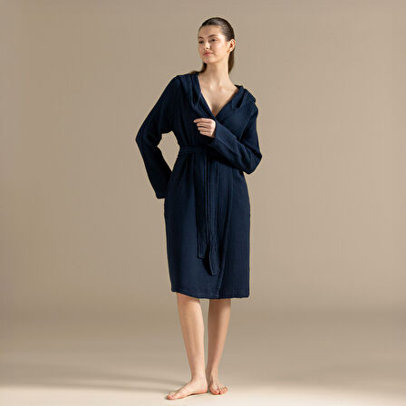 Armin Unisex Bornoz Marin Mavi