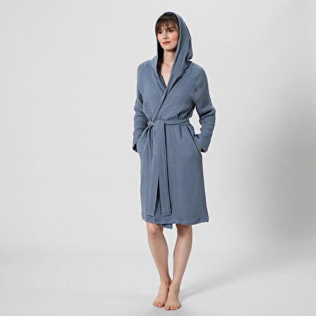 Armin Unisex Bornoz Duman Mavi