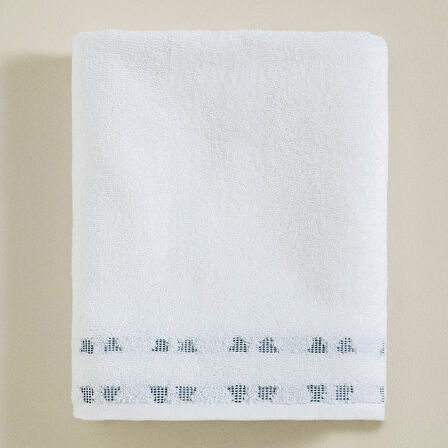 Nalu Yüz Havlusu 50x90 cm  Beyaz