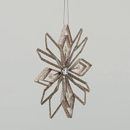 İncili 6 Yapraklı Altın Yılbaşı Ağaç Süsü – Dekoratif Parlak Süs