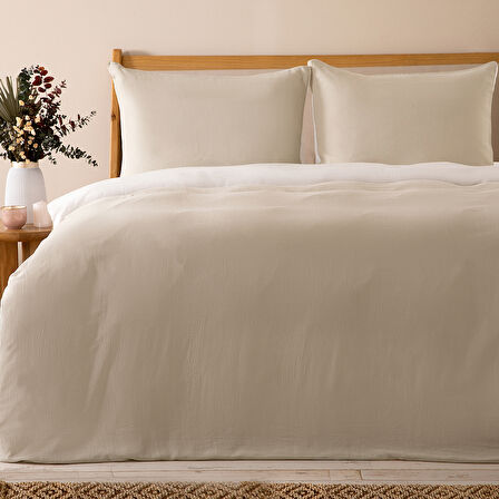 Anita Çift Kişilik Nevresim Seti 200x220 cm EKRU/ADACAYI