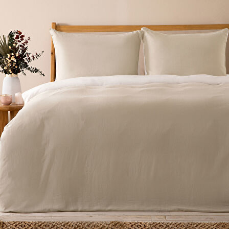 Anita Ekstra Çift Kişilik Nevresim Seti 230x220 cm EKRU/ADACAYI