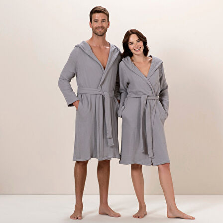 Armin Unisex Bornoz Sıcak Gri