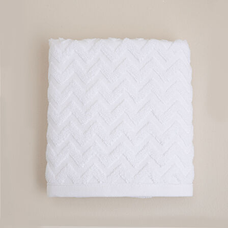 Zigzag Yüz Havlusu 50x70 cm Beyaz/Beyaz