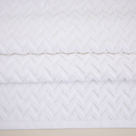 Zigzag Yüz Havlusu 50x70 cm Beyaz/Beyaz