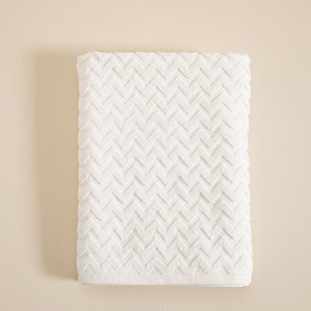 Zigzag Banyo Havlusu  70x140 cm Beyaz/Beyaz