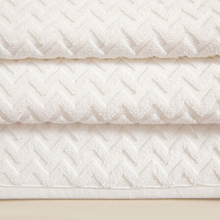 Zigzag Banyo Havlusu  70x140 cm Beyaz/Beyaz