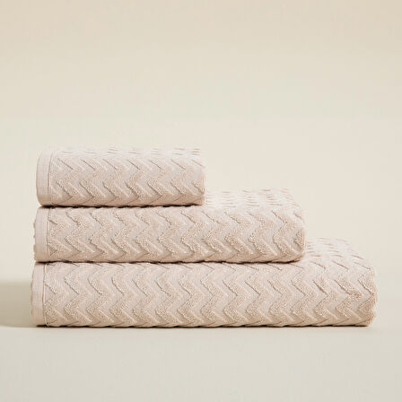 Zigzag Yüz Havlusu 50x70 cm Ekru/Bej