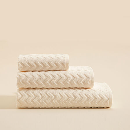 Zigzag El Havlusu 30x40 cm Ekru/Ekru