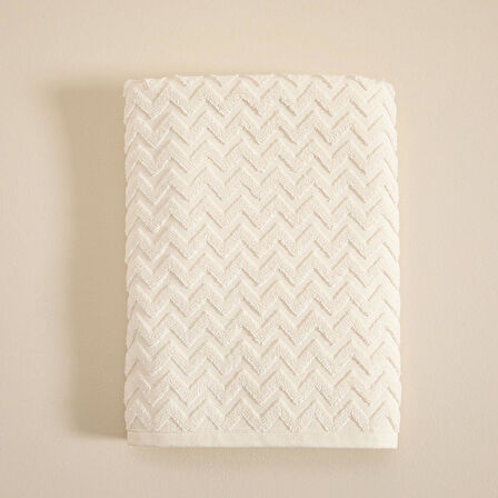 Zigzag Banyo Havlusu  70x140 cm Ekru/Ekru