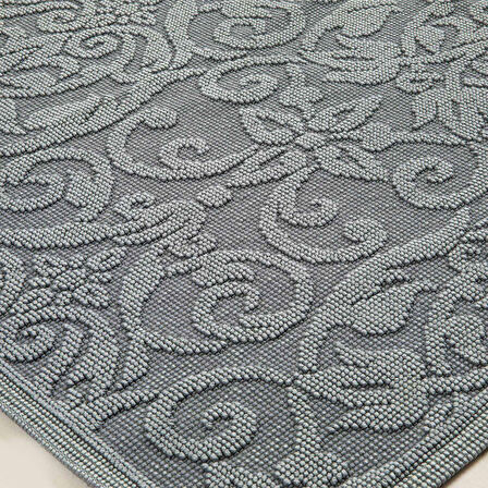 Arabesco Saf Pamuk Dekoratif Yıkamalı Halı 150x200 cm Gri