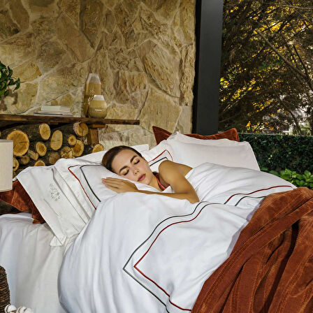 Geo Nevresim Seti Ekstra Çift Kişilik 230x220 cm Ekru