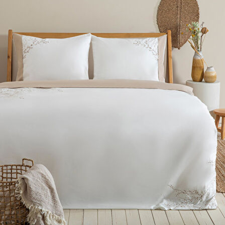 Karina Nevresim Seti Ekstra Çift Kişilik 230x220 cm Ekru