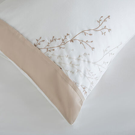 Karina Nevresim Seti Ekstra Çift Kişilik 260x220 cm Ekru