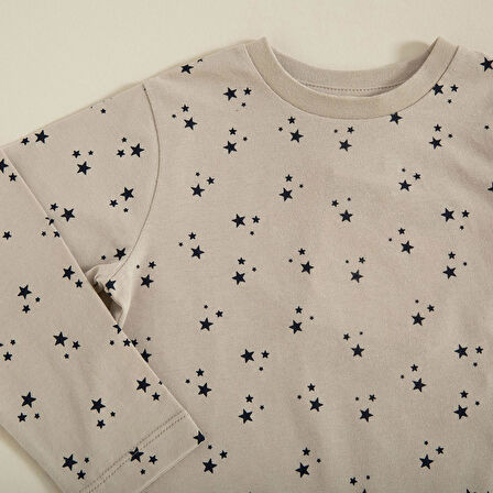 Party Baskılı Tshirt Bej